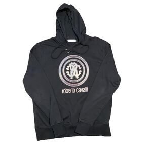 Roberto Cavalli Pullover Hoodie Sweatshirt Sz. L Circle Logo Designer Casual